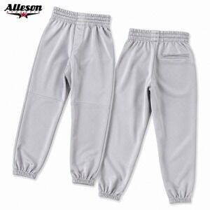 Alleson Athletic Youth XS Gray Pull-On Baseball Pants Elastic Cuff Practice